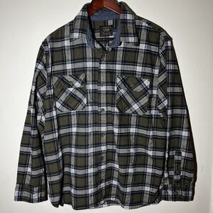 Jach's Heritage Flannel Shirt XL Green Plaid  Button Up Long sleeve Men cotton